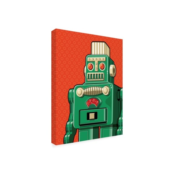 Ron Magnes 'Vintage Green Robot' Canvas Art,14x19